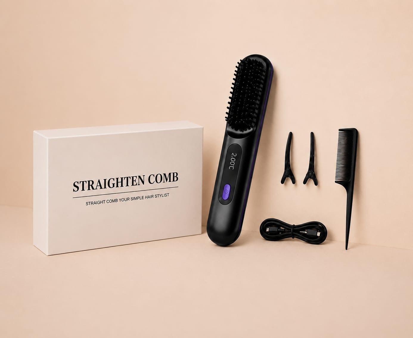 Brosse Lissante Chauffante Portable