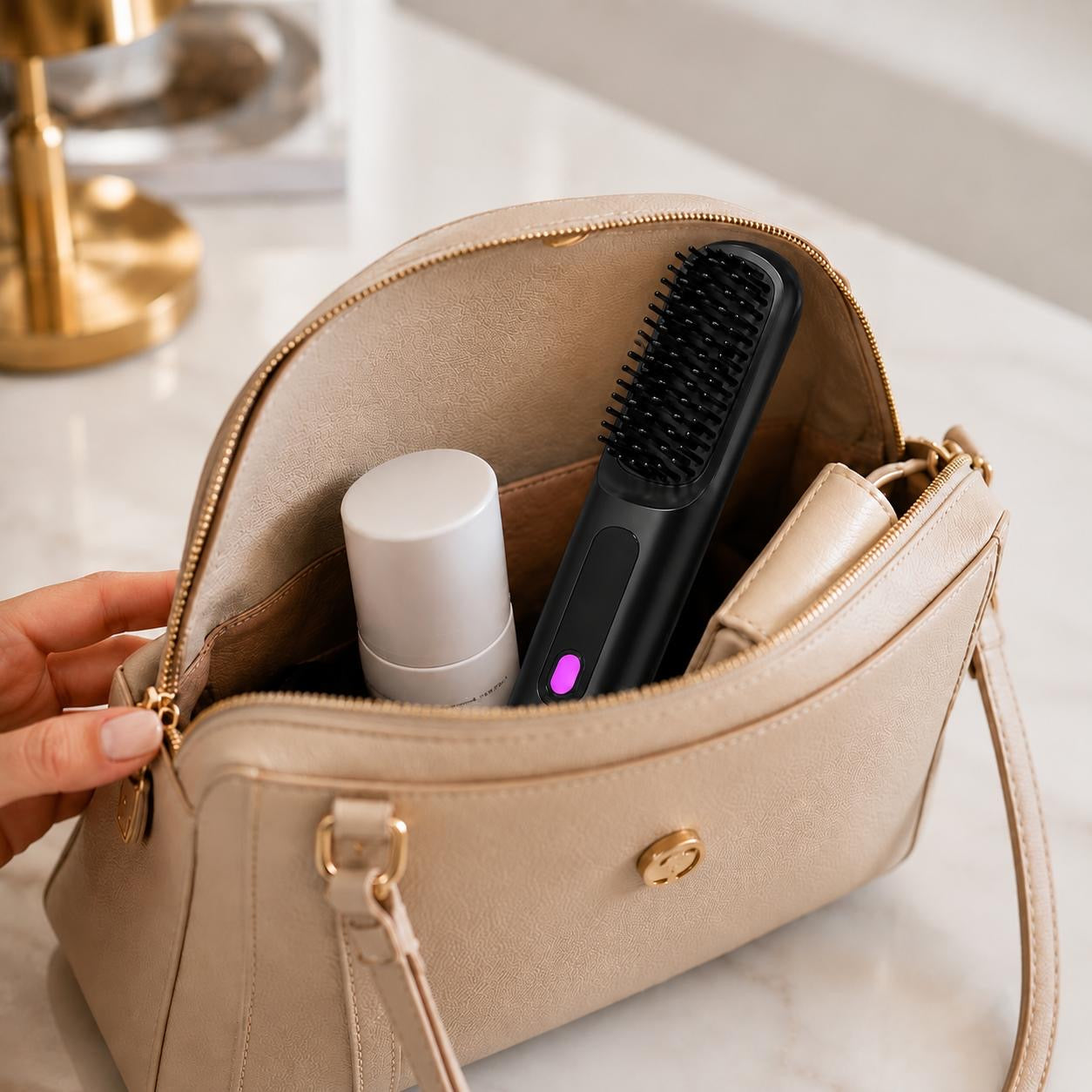 Brosse Lissante Chauffante Portable